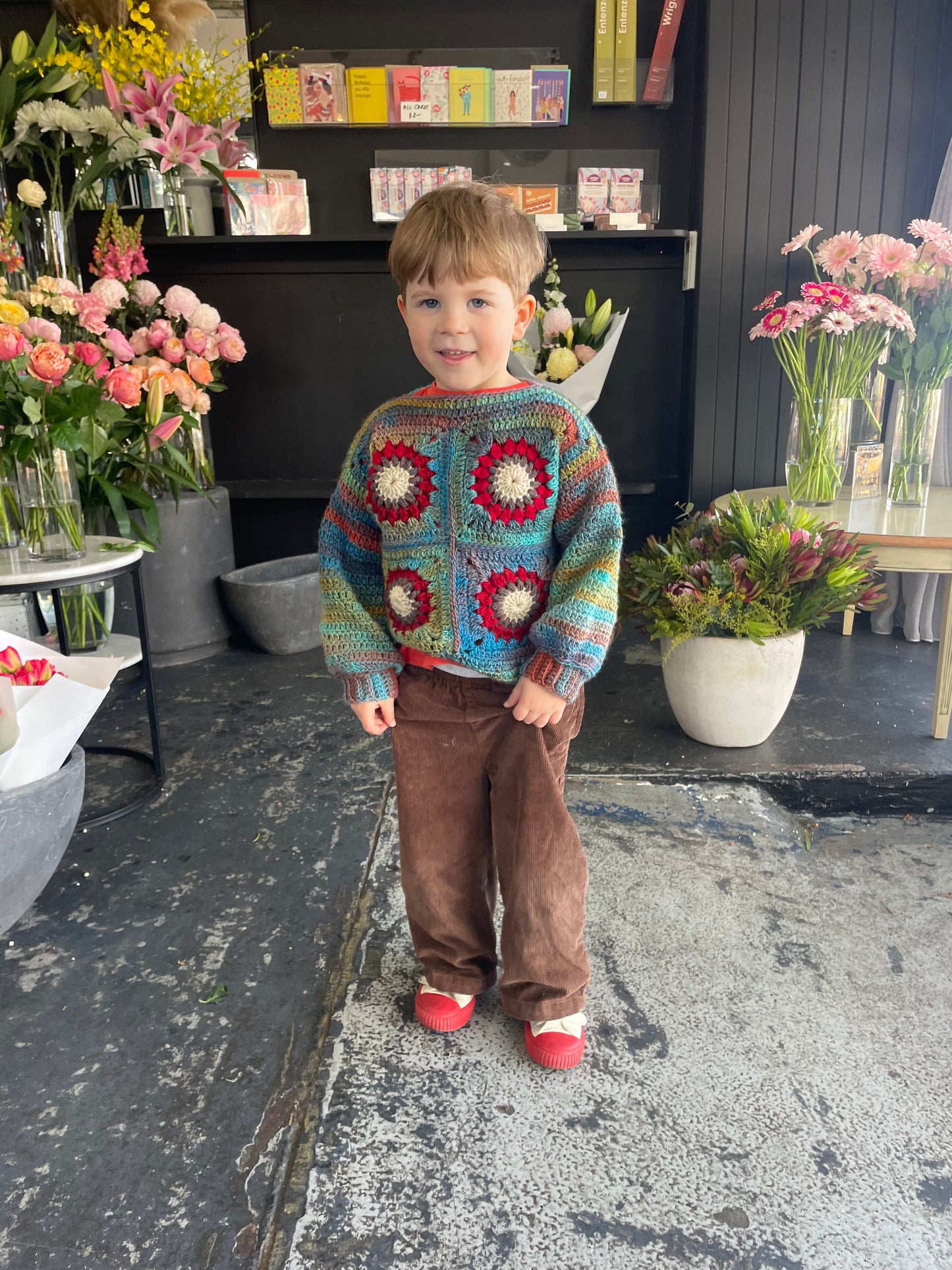 Kids crochet flower sweater