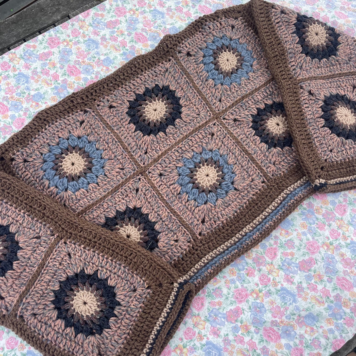 Cropped crochet flower sweater